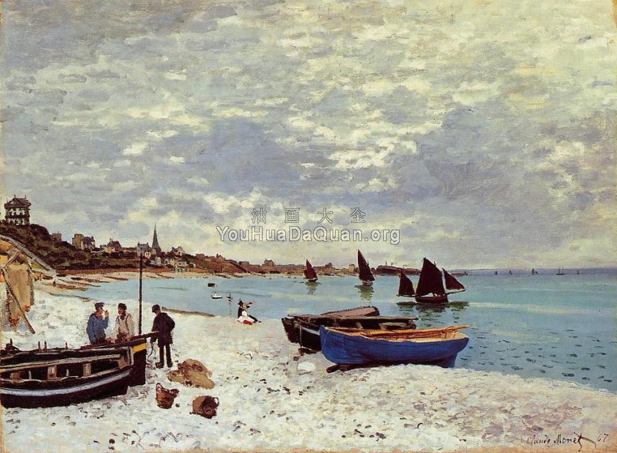 The Beach at Sainte-Adresse - 克劳德·莫奈